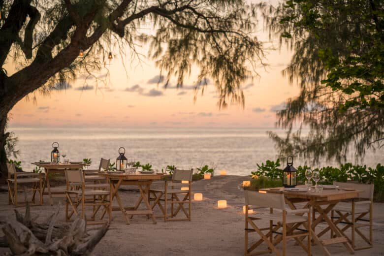 sunset dinner at Four Seasons Seychelles